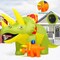 GOOSH 7.5 FT Length Christmas Inflatables Dinosaur Green Triceratops with Baby Dino and Built-in LEDs